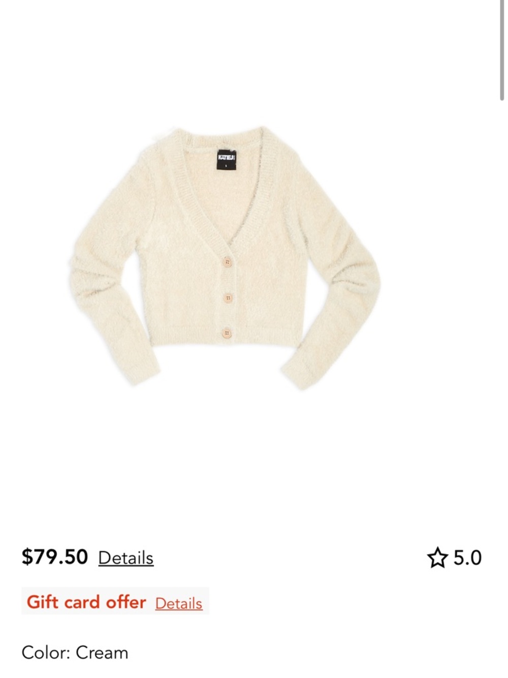 Katie J NYC Cream V-Neck Cropped Button Cardigan